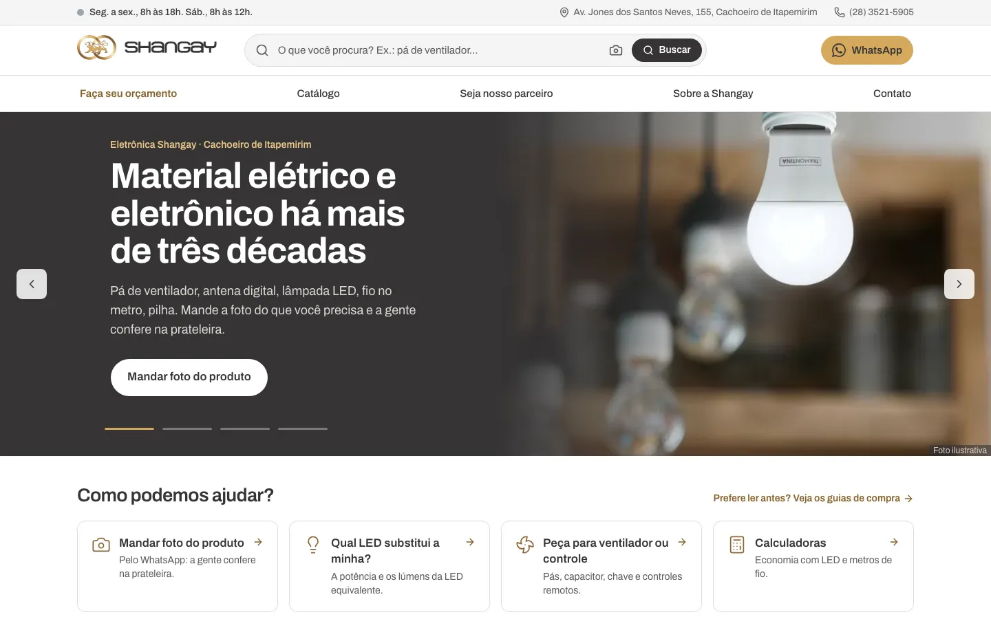 comercialshangay.com.br on a desktop screen